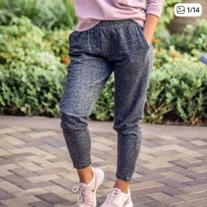 PACT Gray Heathered Organic Cotton Ankle Zip Joggers Sweatpants M